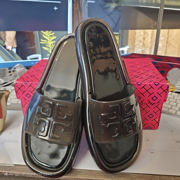 Black Tory Burch Bubble Slides - Picture 2 of 5
